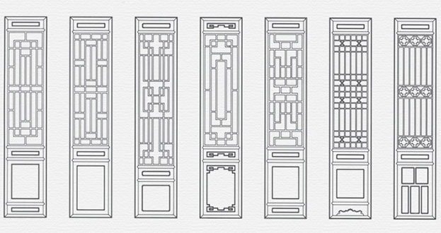 增城常用中式仿古花窗图案隔断设计图